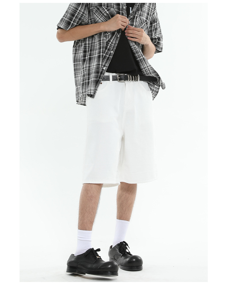 Men's Clothing Men's Casual Wide Leg Five Point Shorts Denim Colorful Loose Straight Leg Half Elastic Waist Summer Style_mkmklike.com