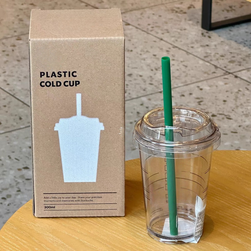 韩国星星2025新极简风系列限量经典女神情侣透明塑料吸管杯冷水杯