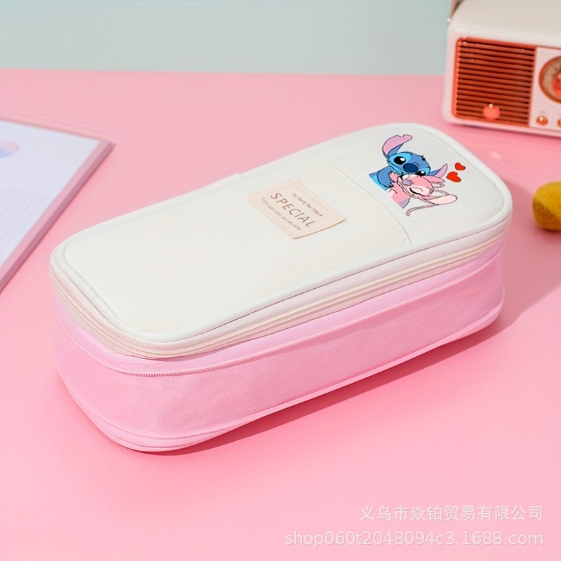 写真プリントステッチ鉛筆バッグ大容量高価値文具バッグ4層ジッパー文具箱DIY筆箱|undefined