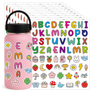 Water Cup Letter Sticker Cartoon Cute Touch Film Non-Slip Water Cup Lunch Box Mobile Phone DIY Gift Letter Sticker
