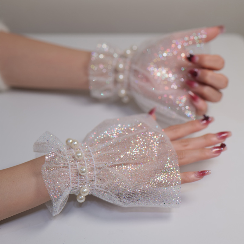 Original Cross-Border Pearl Sleeves, Super Shiny Hot Pink Mesh Cuffs, Wrist Sleeves, Performance Manicure and Photography Sleeves Original Cross-Border Pearl Sleeves, Super Shiny Hot Pink Mesh Cuffs, Wrist Sleeves, Performance Manicure and Photography Sleeves