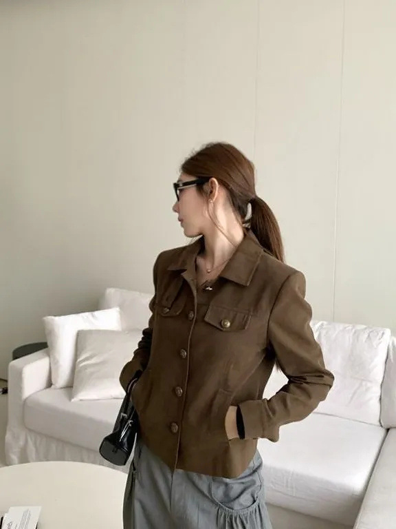 复古休闲工装立领设计短外套女2025秋季新款ins修身百搭夹克上衣|undefined