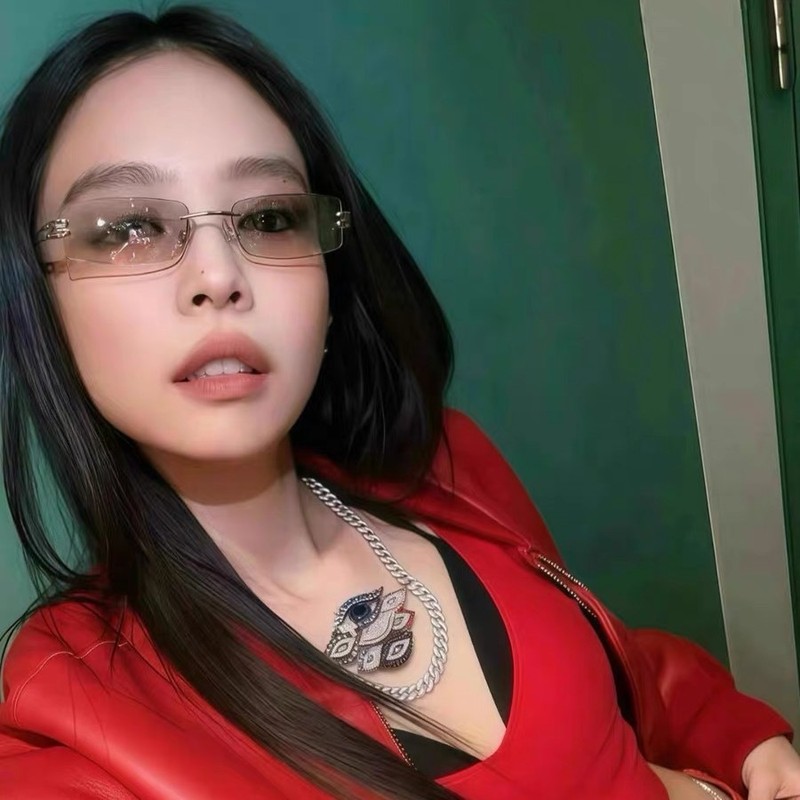 ジェニーと同じスタイルの女性用フレームレス水銀サングラス Y2K ピュアデューティーホットガールスタイルの小さな四角いサングラス、UV 保護付き|undefined
