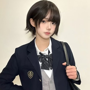 Wig Women's Full Head Cover Layered Short Hair Hanni Same Girly Bobo Head Imitation Full Human Hair Full Top Wig