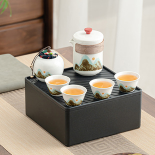 Chinese style travel suit a pot of four cups for business trips to carry outdoor tea fast cup enterprise activities wholesale gifts