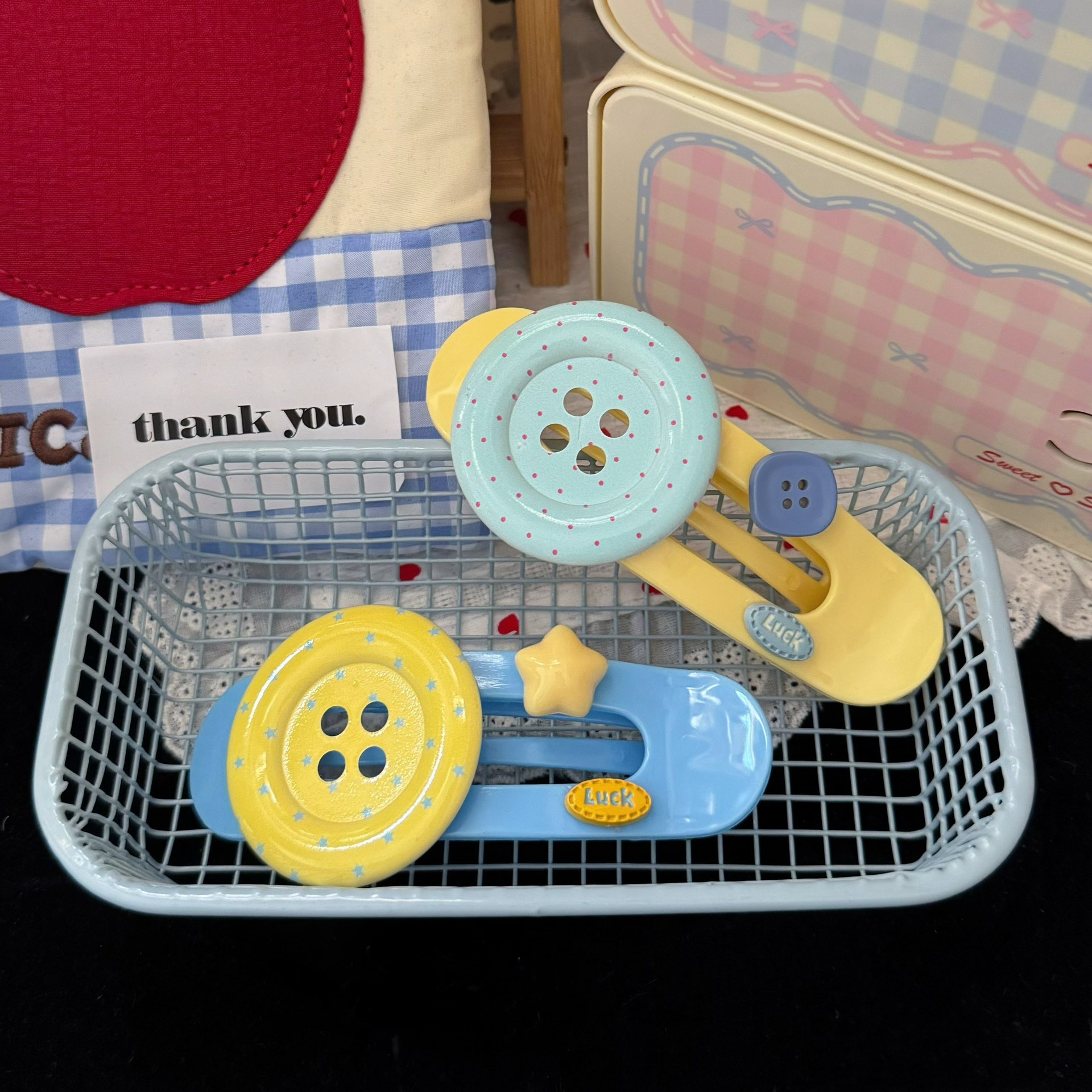 Yellow Button Color Code Dopamine-inspired, oversized button-shaped star and oval hair clips ...