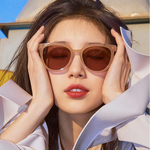 New K-Pop Trendy Jelly Tea Sunglasses, Instagram-style Women's Street Style Sunglasses, Slimming Face Sunglasses