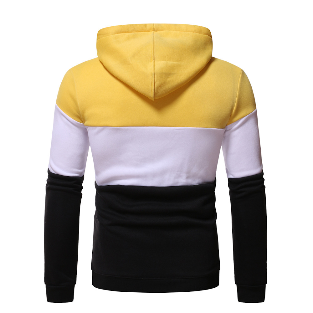 Men's Clothing autumn and winter men's clothing 3 color splicing pullover hooded casual men's sweater jacket_desvips.com