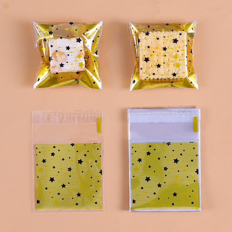 Navidad auto-Sellado bolsa pegajosa copo de nieve bolsa de embalaje crujiente máquina de sellado bolsa Año Nuevo leche azufaifo Galleta de vaca papel de embalaje azúcar