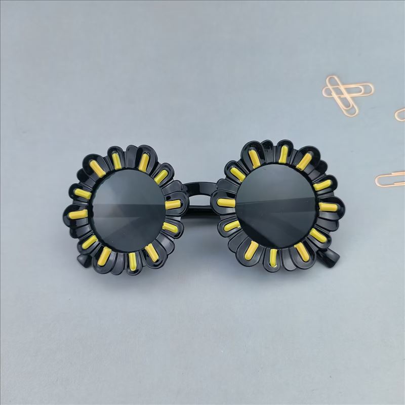 Sunglasses Classification Cute Novelty Sweet Flower Ac UV400 Protection Tinted Lenses Round Frame Full Frame Kids Sunglasses