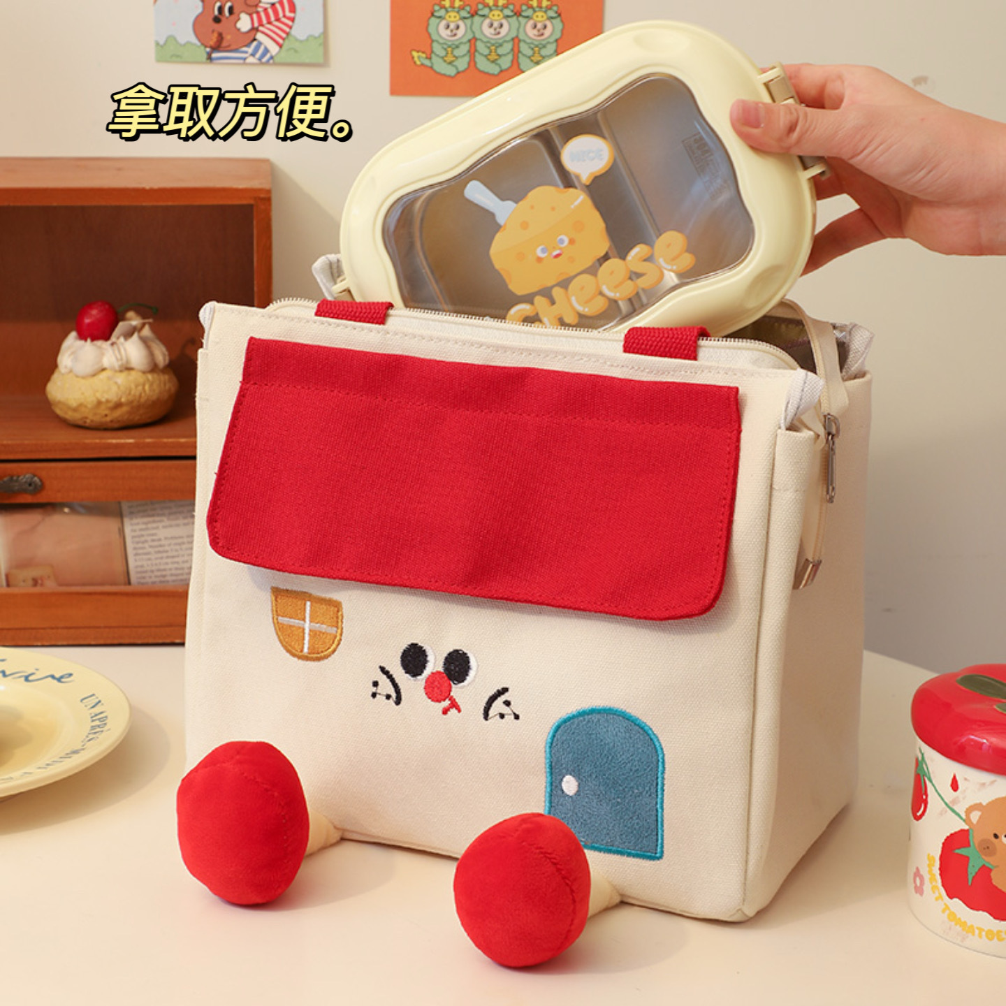 Red Thickened Baby Banquet Tote Bag Aluminum Foil Small House Lunch Bag Portable Wedding Thermal Bag Work Lunch Bag