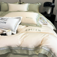 A-class baby and mother-level 100 pieces of long-staple cotton luxury four-piece set pure cotton satin embroidery all-cotton bed sheet and duvet cover set