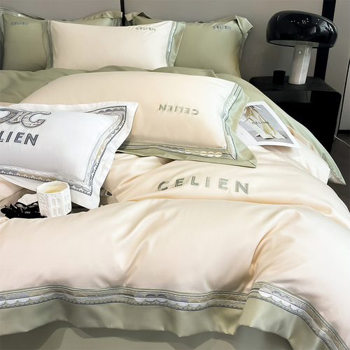 A-class baby and mother-level 100 pieces of long-staple cotton luxury four-piece set pure cotton satin embroidery all-cotton bed sheet and duvet cover set