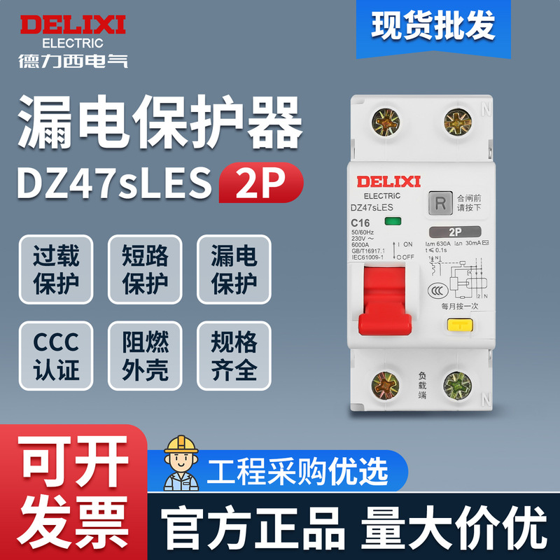 Delixi 2P Small-Sized Leakage Protector 220V Single-Phase Household 32A 40A Leakage Protection 63A Main Circuit Breaker Delixi 2P Small-Sized Leakage Protector 220V Single-Phase Household 32A 40A Leakage Protection 63A Main Circuit Breaker