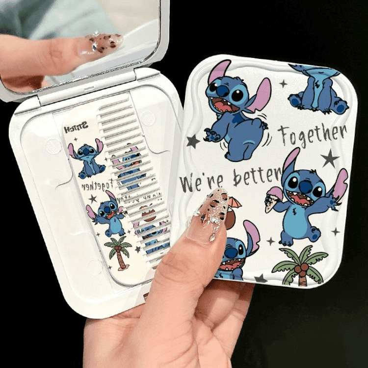 Cute gato pequeño espejo de dibujos animados espejo de maquillaje portátil alto valor facial estudiante de mano plegable espejo de maquillaje mujer