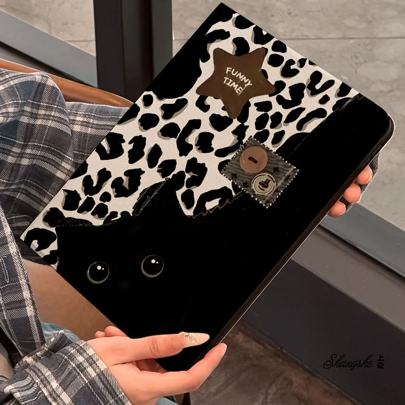 Funda TPU con Tapa Estampada Gatito Leopard para iPad 11/Air 7/6/Mini 6/5/10ª/9ª Gen/11" Pro