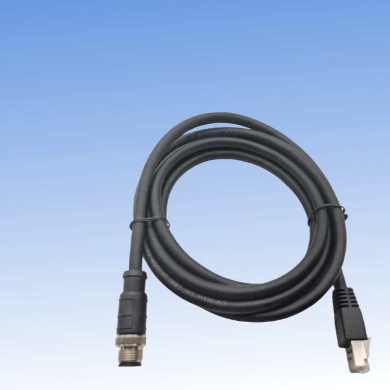 厂家M12/RJ45连接器带线航空插头工业传感器连接线屏蔽型母头防水
