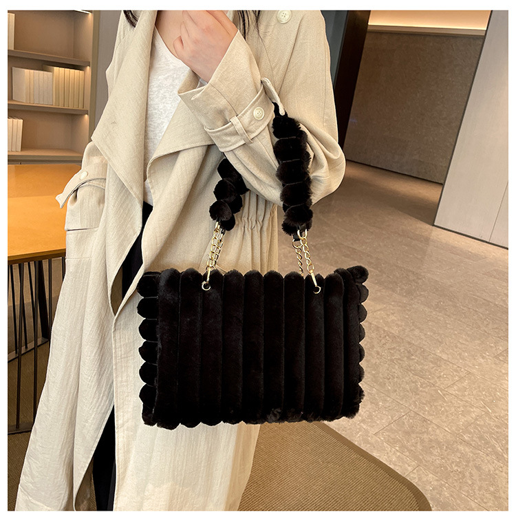 Vintage Style, Classic Style Style Square Shape Plush Bag Women's  New Korean Style Large Capacity Sweet Chain Tote Casual Fashion Portable Shoulder Bag