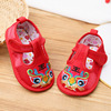 婴幼儿虎头学步鞋男女宝宝满月百天周岁小红布鞋祥瑞刺绣软底摄影|ru