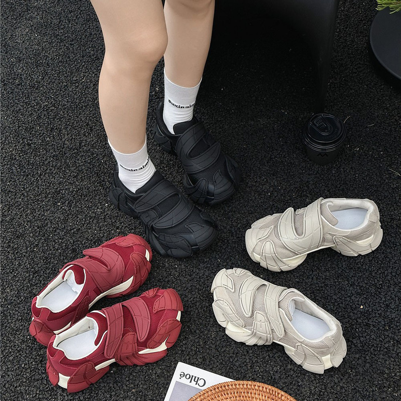 European Station Velcro Octopus Dad Shoes for Women 2025 Autumn/Winter Breathable Mesh Fashion Versatile Casual Sneakers