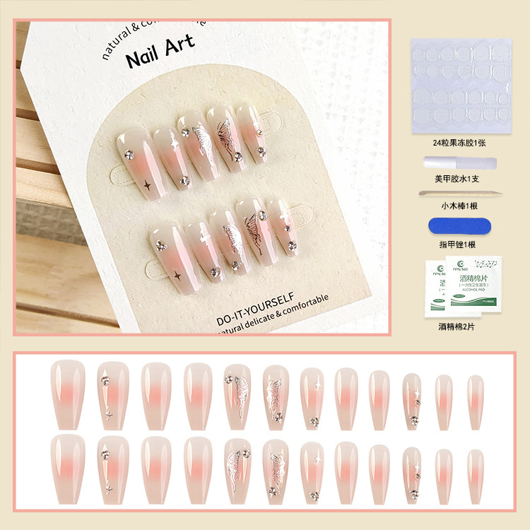 Armor portátil hecho a mano Xiaohongshu Douyin estilo explosivo fototerapia parche de uñas tridimensional 24 piezas uñas postizas image 21
