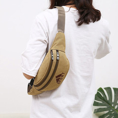 新款印製LOGO帆布腰包男女多功能休閒運動大容量錢包手機包批發