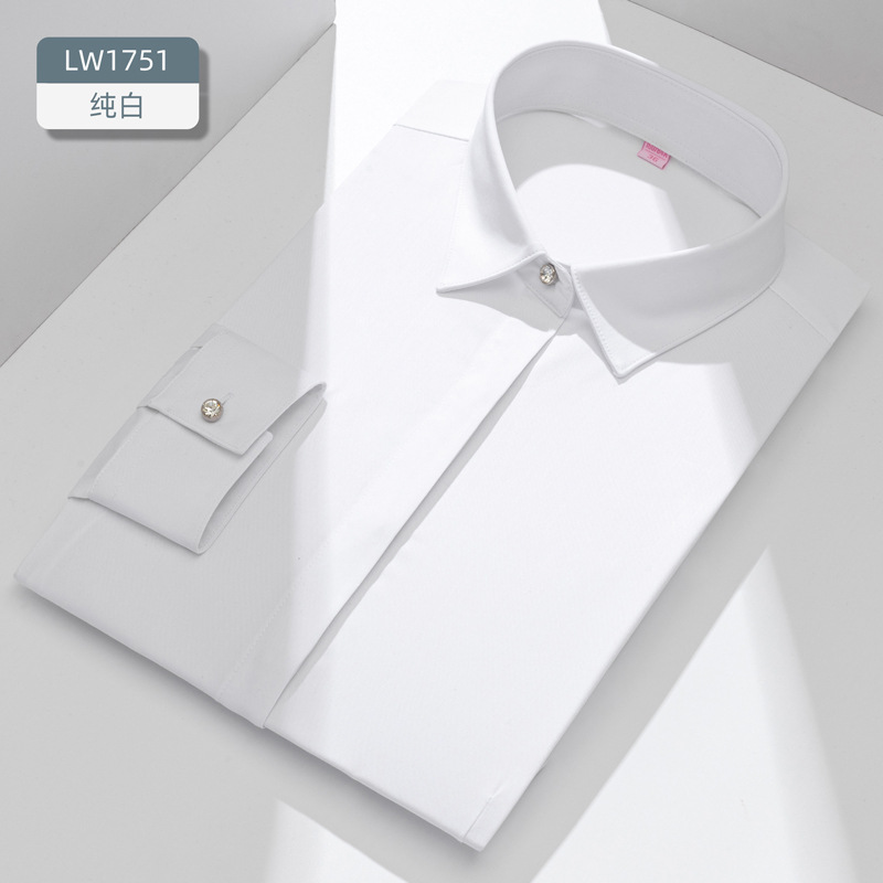 LOGO personalizado camisa de fibra de bambú para mujeres mangas largas sin quemar anti-arrugas ropa de trabajo de negocios camisa blanca image 7