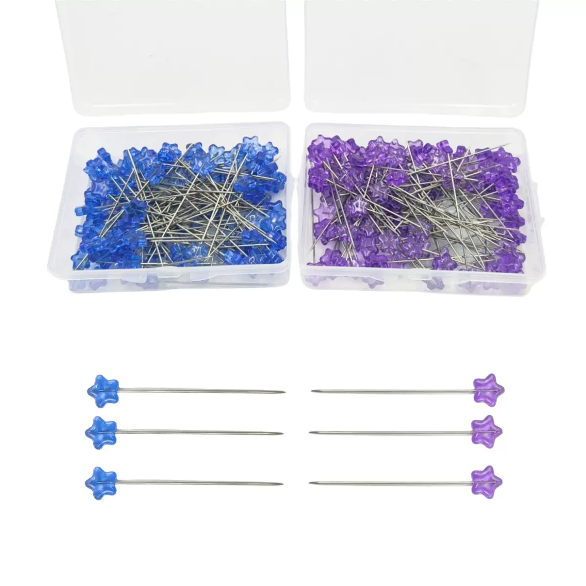 跨境货源透明立体感五角星针线DIY手工饰品固定星星大头针