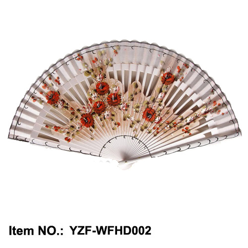 Ventilador clásico plegable, ventilador de madera español europeo, ventilador pintado a mano cheongsam con ventilador