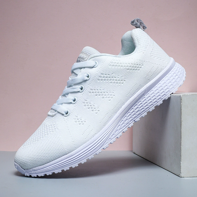 Трансграничная легкая дышащая Летающая тканая женская обувь, удобные повседневные кроссовки на шнуровке больших размеров, кроссовки, мужская и женская парная обувь