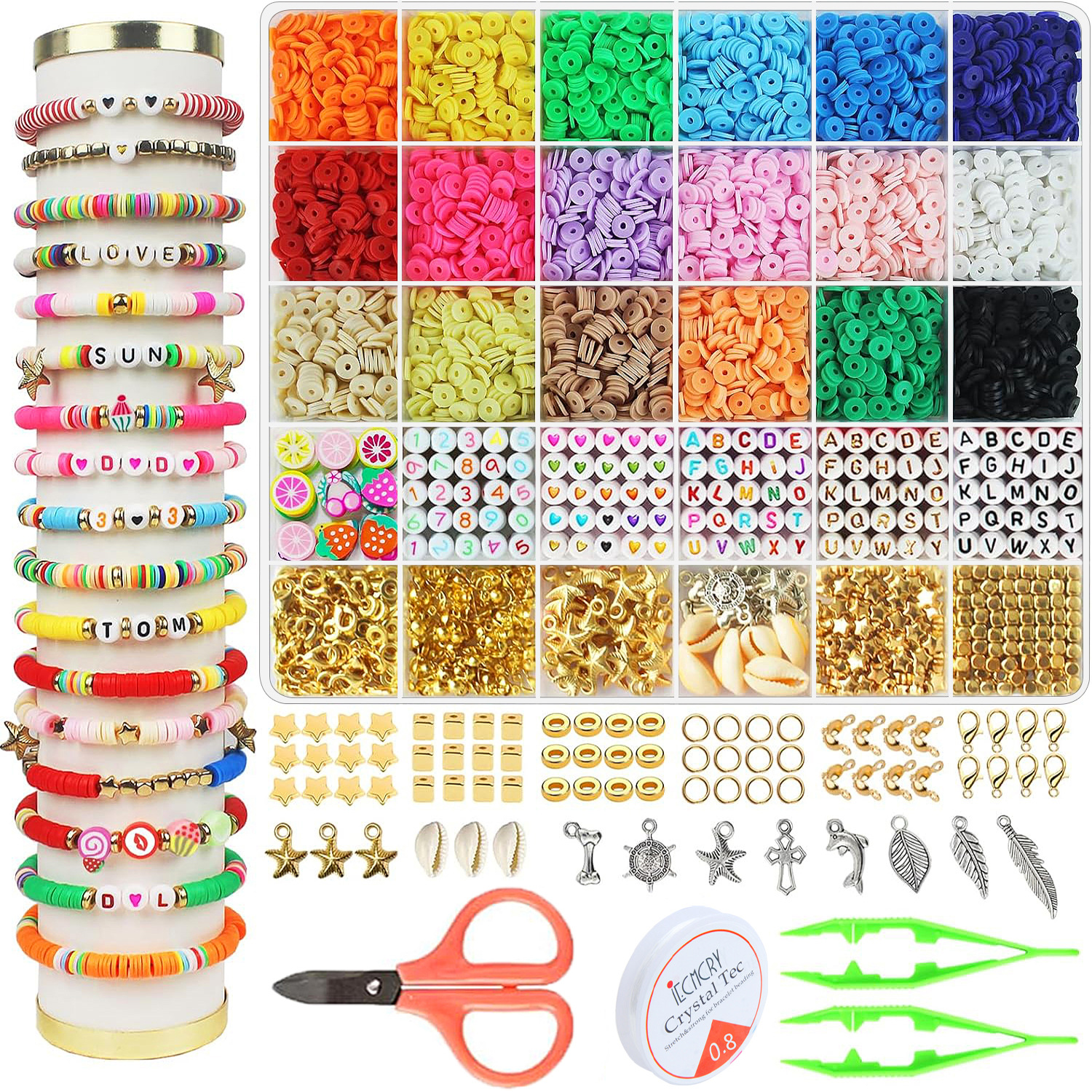 Cuentas DIY transfronterizas 28 cuadrícula caja de color sólido barniz de cerámica suave DIY pulsera collar conjunto de accesorios de joyería