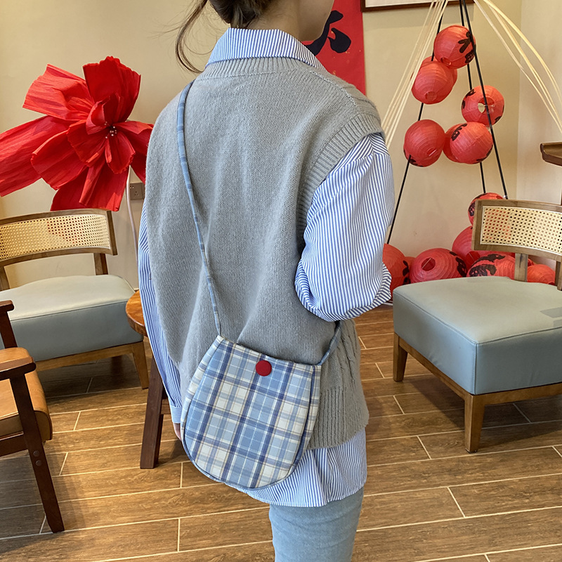 ポーチ｜チェック柄・レトロ・ポータブル・ショルダーバッグ・ファッション・レディース|undefined