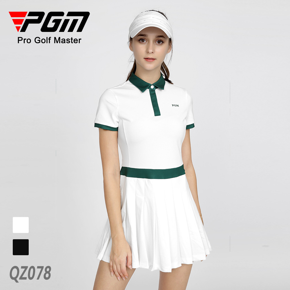 Váy golf nữ xếp ly ôm dáng phối quần short chống hở — QZ078-Trắng (với quần trắng), QZ078-Đen (với quần đen)