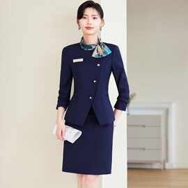 职业装女装套装蝴蝶结丝巾领秋冬新款长袖酒店前台美容师空姐制服