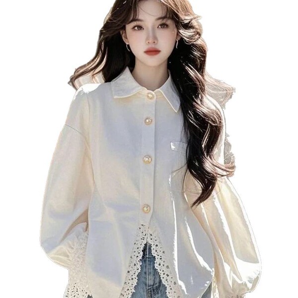 White lace spring design shirt