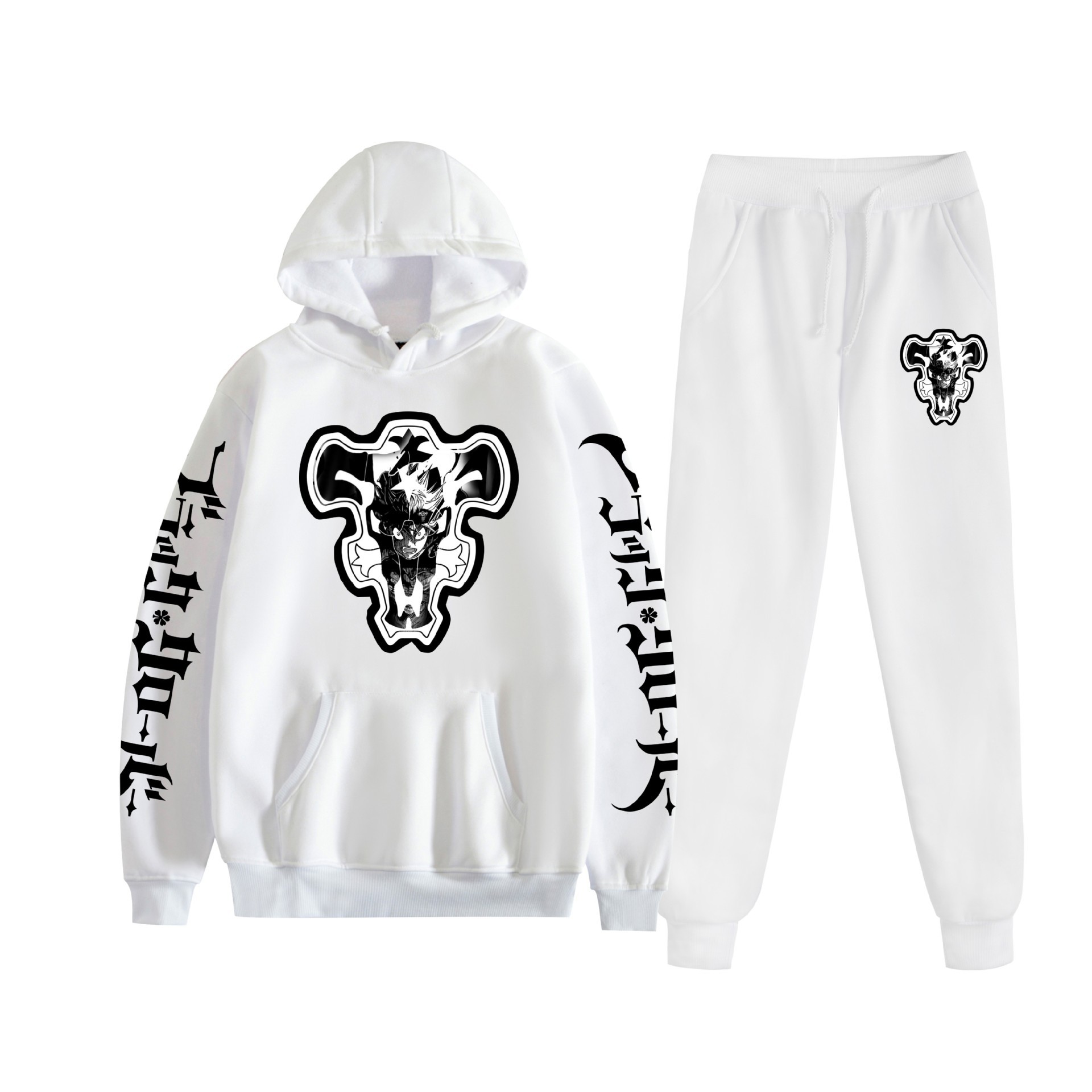 Comercio exterior nuevo estilo riman black trébol de cuatro hojas-Black Clover suéter con capucha corsés traje de dos piezas