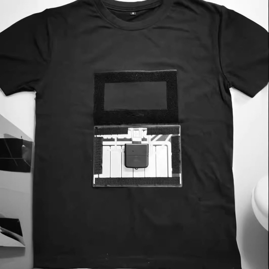 Inalámbrico multi-función táctil interruptor luminoso camiseta tiktok mismo control de voz eléctrica sonido batería red ropa roja flash LED