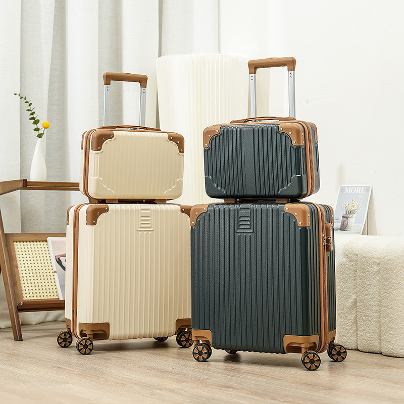 Maleta retro, maleta trolley de 18 pulgadas, maleta femenina, maleta de 20 pulgadas, rueda universal, contraseña de embarque para estudiantes, maleta de cuero