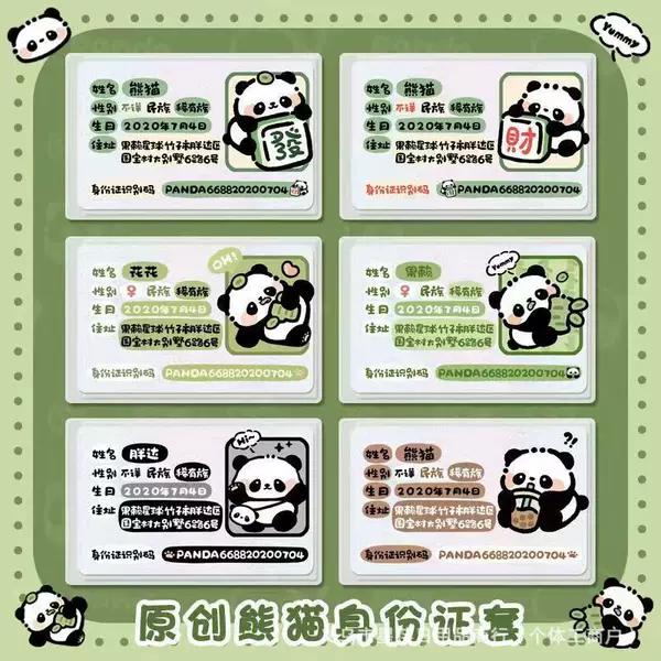 Panda ID Card Set Frosted Cartoon Cute Transparent Little Red Riding Book with Full Cover Cute ID Card