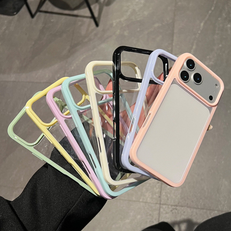 Suitable for Apple 17Promax Anti-Fall Phone Case Iphone15 Two-In-One Transparent Solid Color Acrylic Hard Case 14 Suitable for Apple 17Promax Anti-Fall Phone Case Iphone15 Two-In-One Transparent Solid Color Acrylic Hard Case 14