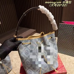 TB家新款女包monogram帆布抽绳1616水桶包高级感轻巧单肩斜跨女包