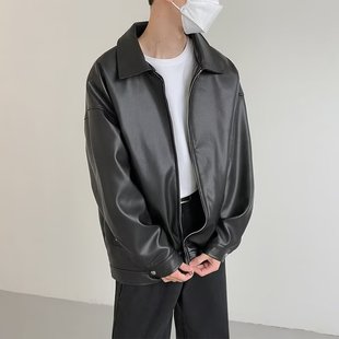 Men's Leather Jacket Autumn and Winter Vintage Style Trendy Korean Version Stylish Loose Biker Jacket