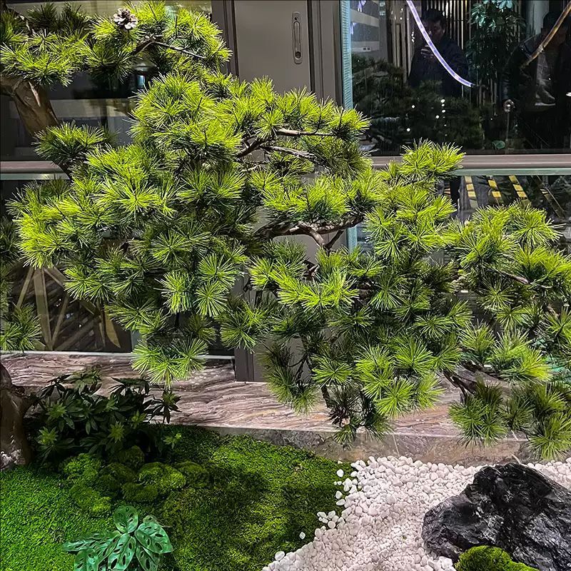 新中式仿真迎客松室内造景装饰景观罗汉松假松树绿植橱窗玄关角落|undefined