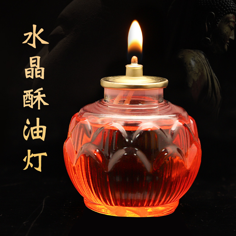 Crystal butter lamp 24 hours smokeless Buddha oil lamp insulated Lotus shell liquid butter candle factory candle lamp Crystal butter lamp 24 hours smokeless Buddha oil lamp insulated Lotus shell liquid butter candle factory candle lamp