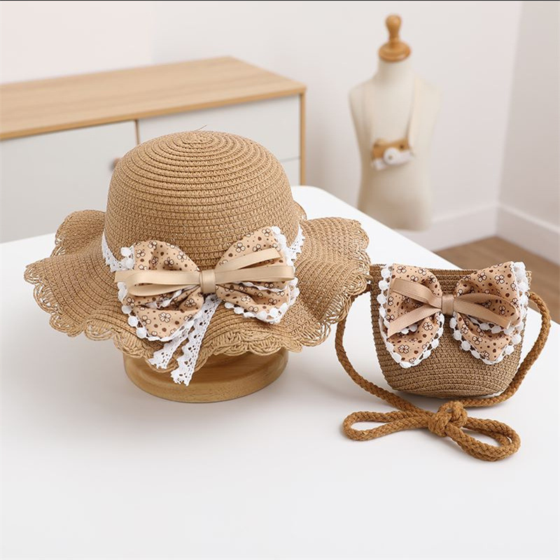 Khaki hat with bow