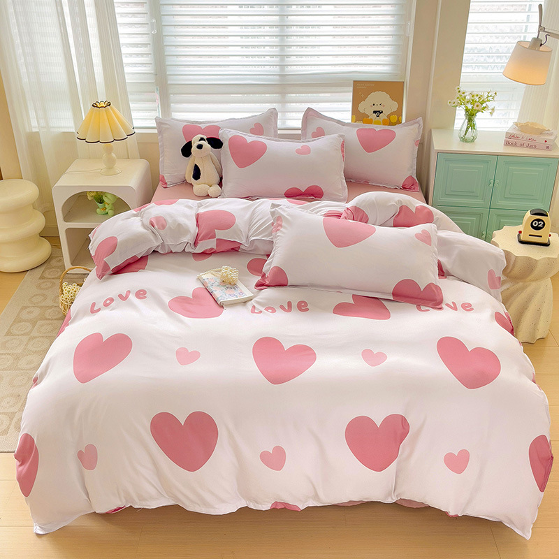 Engrosado cepillado de cuatro piezas dormitorio de un solo estudiante de tres piezas simple sábana colcha cubierta regalo ropa de cama al por mayor