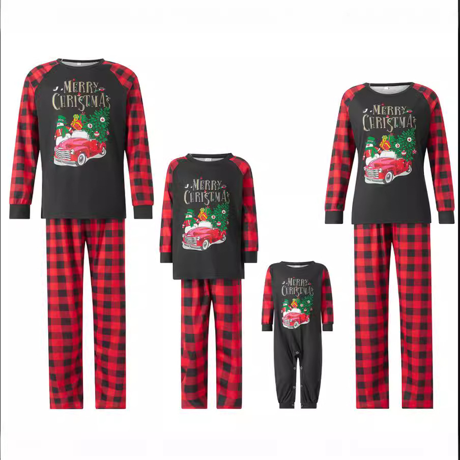 2025 ropa para padres e hijos, hogar completo, familia de tres nuevos trajes navideños, madre e hijo, madre e hija, pijamas de cuatro al por mayor