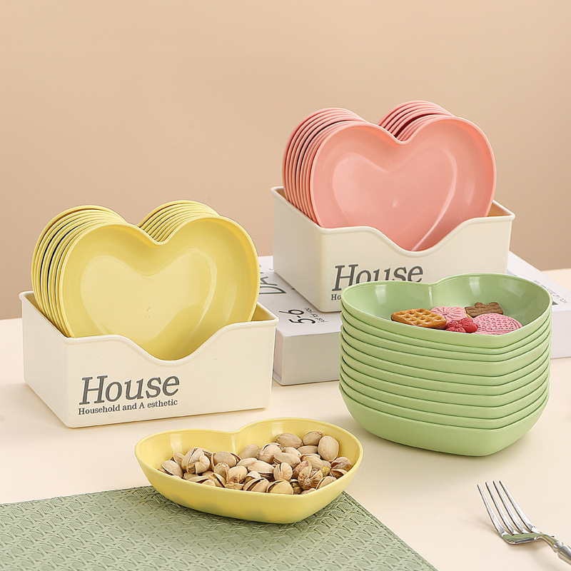 Creative heart-shaped dish bone spitting dish snack plate fruit plate nut plate snack plate tableware suit cross-border wholesale
