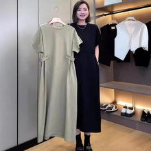 设计款连衣裙女大码宽松显瘦直筒裙子2024夏季韩版韩版短袖裙子女
