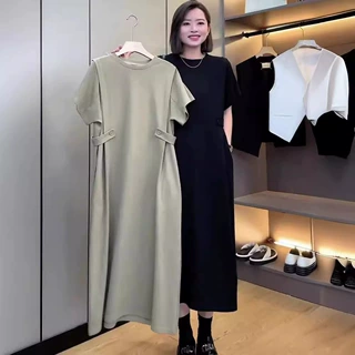 设计款连衣裙女大码宽松显瘦直筒裙子2024夏季韩版韩版短袖裙子女